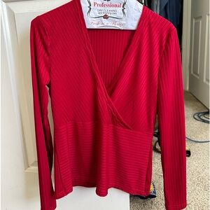 Red, low neck, sexy long sleeves